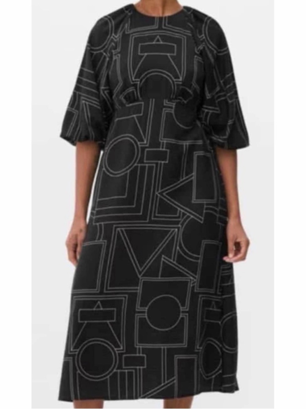 Primark Black Midi Dress with Geometric Print